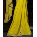 Magnificent Stone Worked Yellow Colored Wedding Wear Chiffon Saree
